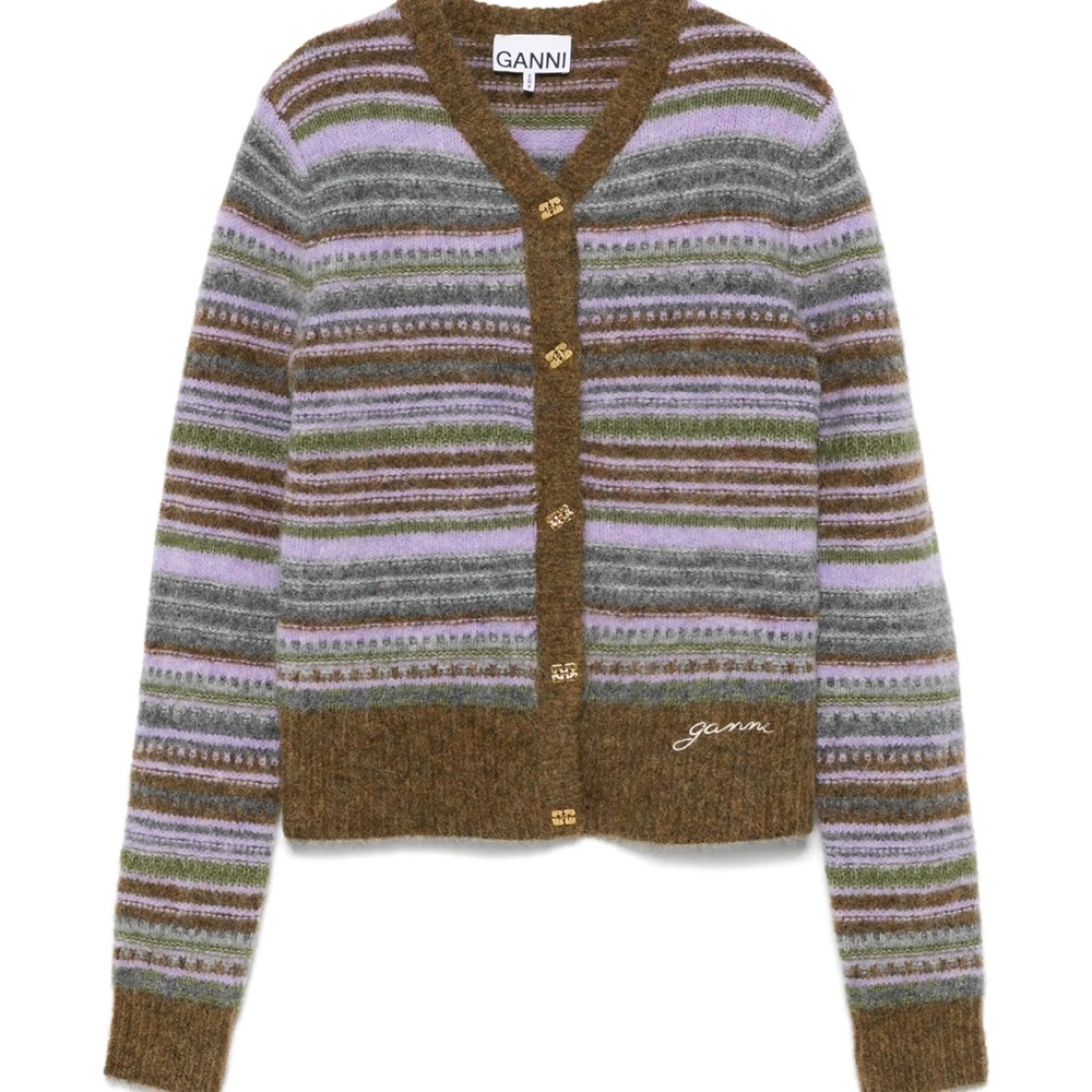 Ganni Multicolor Striped Cardigan